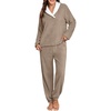 image:imagePrinStory Womens Pajamas Winter Soft Flannel Warm Pjs S2XLLight Khaki