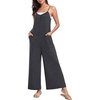 image:imagePrinStory Womens Summer Casual Sleeveless Jumpsuits Spaghetti Strap Stretchy Romper Loose Long Pant Overalls with PocketsDark Gray
