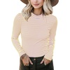 image:imagePrinStory Womens Tops Long Sleeve Shirts Slim Fit Business Dressy Casual Pullover Tee for 2025 TrendyFp Yellow Purple Stripe