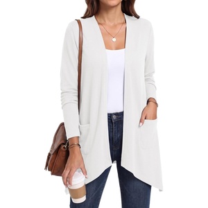 image:imagePrinStory Lightweight Womens Cardigan Long Sleeve Open Front with Pockets2 White