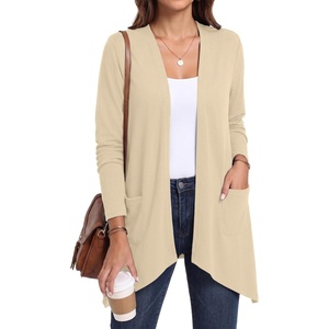 image:imagePrinStory Lightweight Womens Cardigan Long Sleeve Open Front with Pockets4 Oatmeal