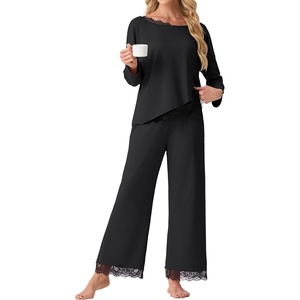 image:imagePrinStory Pajamas for Women Set 2 Piece Compy Full PjsBlack