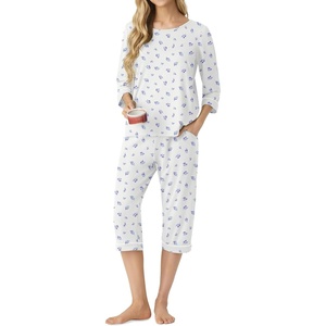 image:imagePrinStory Womens Pajama Sets Capri Pjs Soft Lounge Sets XS4XLFpgy Purple Flower