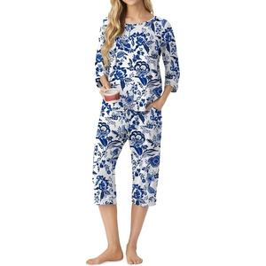 image:imagePrinStory Womens Pajama Sets Capri Pjs Soft Lounge Sets XS4XLFpwihte Porcelain
