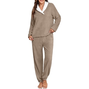 image:imagePrinStory Womens Pajamas Winter Soft Flannel Warm Pjs S2XLLight Khaki