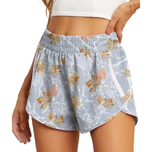 image:imagePrinStory Womens Running Shorts Summer High Waisted Quick Dry Athletic Work Out Gym Zipper Pocket Shorts with LinerFp Gray Branche Maple