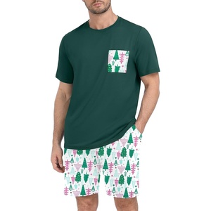 image:imagePrinStory Couples Pajamas Set Shirts and Shorts Summer Comfy Lounge FamilyFp White Pine Tree
