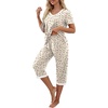 image:imagePrinStory Womens Pajama Sets Capri Pjs Soft Lounge Sets S4XLFpapricot Sakura