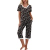 image:imagePrinStory Womens Pajama Sets Capri Pjs Soft Lounge Sets S4XLFpblack Cashew Flower