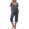 image:imagePrinStory Womens Pajama Sets Capri Pjs Soft Lounge Sets S4XLFpblue Cashew Flower