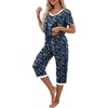 image:imagePrinStory Womens Pajama Sets Capri Pjs Soft Lounge Sets S4XLFpblue Cashew Flower
