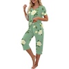 image:imagePrinStory Womens Pajama Sets Capri Pjs Soft Lounge Sets S4XLFpgreen Camellia