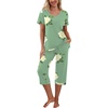 image:imagePrinStory Womens Pajama Sets Capri Pjs Soft Lounge Sets S4XLFpgreen Camellia