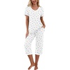 image:imagePrinStory Womens Pajama Sets Capri Pjs Soft Lounge Sets S4XLFpgy Purple Flower