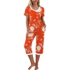 image:imagePrinStory Womens Pajama Sets Capri Pjs Soft Lounge Sets S4XLFporange Red Peony