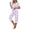 image:imagePrinStory Womens Pajama Sets Capri Pjs Soft Lounge Sets S4XLFppurple Wh Floral