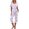image:imagePrinStory Womens Pajama Sets Capri Pjs Soft Lounge Sets S4XLFppurple Wh Floral
