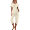 image:imagePrinStory Womens Pajama Sets Capri Pjs Soft Lounge Sets S4XLFpyp Orange Flower
