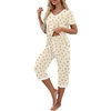 image:imagePrinStory Womens Pajama Sets Capri Pjs Soft Lounge Sets S4XLFpyp Orange Flower
