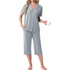 image:imagePrinStory Capri Pajamas for Womens Button Down PjsCgray Blue