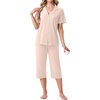 image:imagePrinStory Capri Pajamas for Womens Button Down PjsCtender Pink