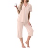 image:imagePrinStory Capri Pajamas for Womens Button Down PjsCtender Pink