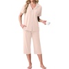 image:imagePrinStory Capri Pajamas for Womens Button Down PjsCtender Pink