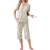 image:imagePrinStory Capri Pajamas for Womens Button Down PjsFpapricot Daisy Flower