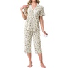 image:imagePrinStory Capri Pajamas for Womens Button Down PjsFpapricot Daisy Flower