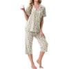 image:imagePrinStory Capri Pajamas for Womens Button Down PjsFpapricot Daisy Flower
