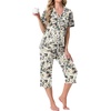 image:imagePrinStory Capri Pajamas for Womens Button Down PjsFpapricot Floral Leaf