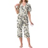 image:imagePrinStory Capri Pajamas for Womens Button Down PjsFpapricot Floral Leaf