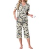 image:imagePrinStory Capri Pajamas for Womens Button Down PjsFpapricot Floral Leaf