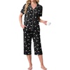 image:imagePrinStory Capri Pajamas for Womens Button Down PjsFpblack Star Moon