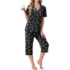 image:imagePrinStory Capri Pajamas for Womens Button Down PjsFpblack Star Moon