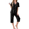 image:imagePrinStory Capri Pajamas for Womens Button Down PjsFpblack White Spots