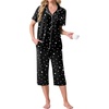 image:imagePrinStory Capri Pajamas for Womens Button Down PjsFpblack White Spots
