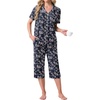 image:imagePrinStory Capri Pajamas for Womens Button Down PjsFpblue Cashew Flower
