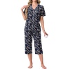 image:imagePrinStory Capri Pajamas for Womens Button Down PjsFpblue Cashew Flower