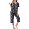 image:imagePrinStory Capri Pajamas for Womens Button Down PjsFpblue Cashew Flower