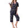 image:imagePrinStory Capri Pajamas for Womens Button Down PjsFpblue Pear Blossom