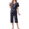 image:imagePrinStory Capri Pajamas for Womens Button Down PjsFpblue Pink Wt Fl