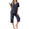 image:imagePrinStory Capri Pajamas for Womens Button Down PjsFpblue Pink Wt Fl