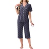 image:imagePrinStory Capri Pajamas for Womens Button Down PjsFpdot Navy Blue