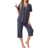 image:imagePrinStory Capri Pajamas for Womens Button Down PjsFpdot Navy Blue