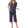 image:imagePrinStory Capri Pajamas for Womens Button Down PjsFpdot Navy Blue