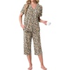 image:imagePrinStory Capri Pajamas for Womens Button Down PjsFpld Khaki Oatmeal
