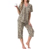 image:imagePrinStory Capri Pajamas for Womens Button Down PjsFpld Khaki Oatmeal