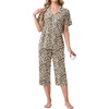 image:imagePrinStory Capri Pajamas for Womens Button Down PjsFpld Khaki Oatmeal