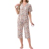 image:imagePrinStory Capri Pajamas for Womens Button Down PjsFpnude Pink Flower